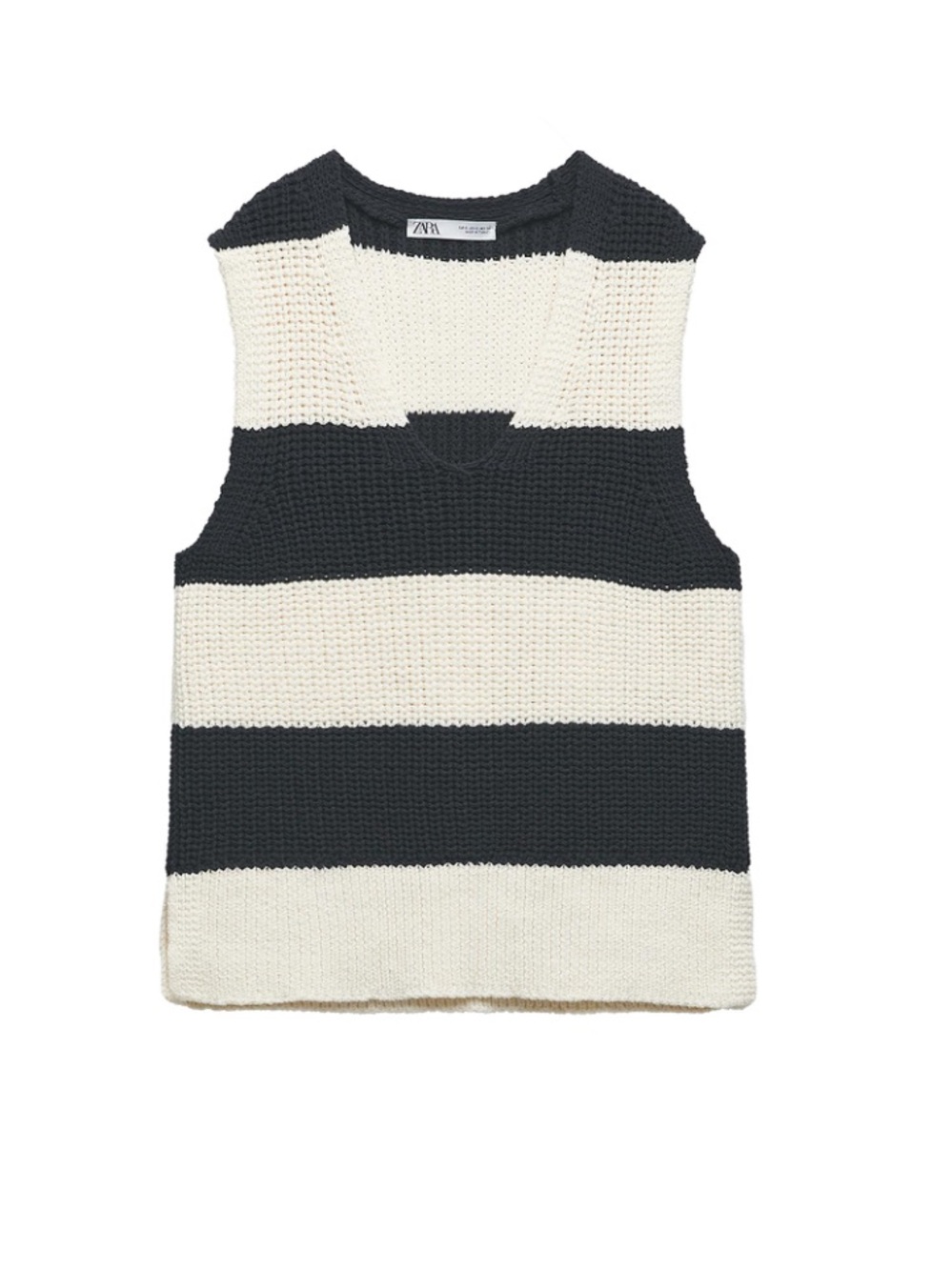 Zara Navy and Cream Knit vest